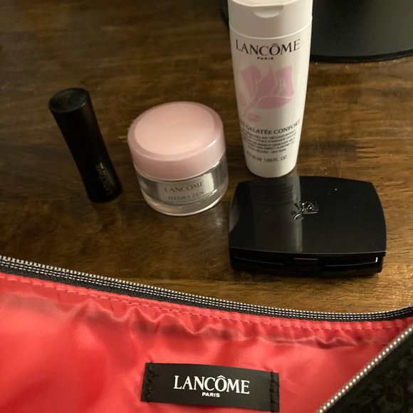 Lancome Black pouch with blush, lipstick, face cream and face wash - Picture 3 of 3